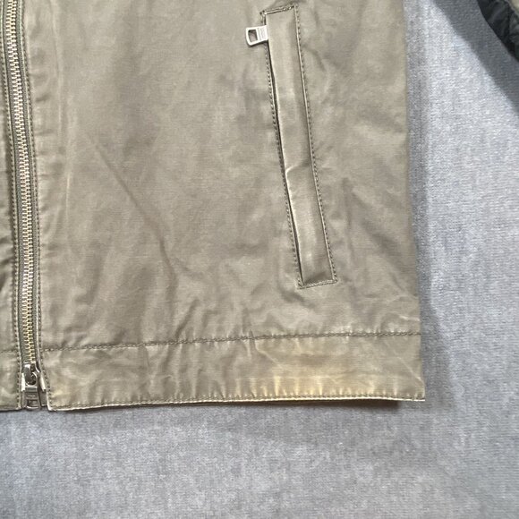 Armani Exchange Mens Olive Quilted Shoulder Biker Jacket Zip Pockets Size L - Picture 2 of 13